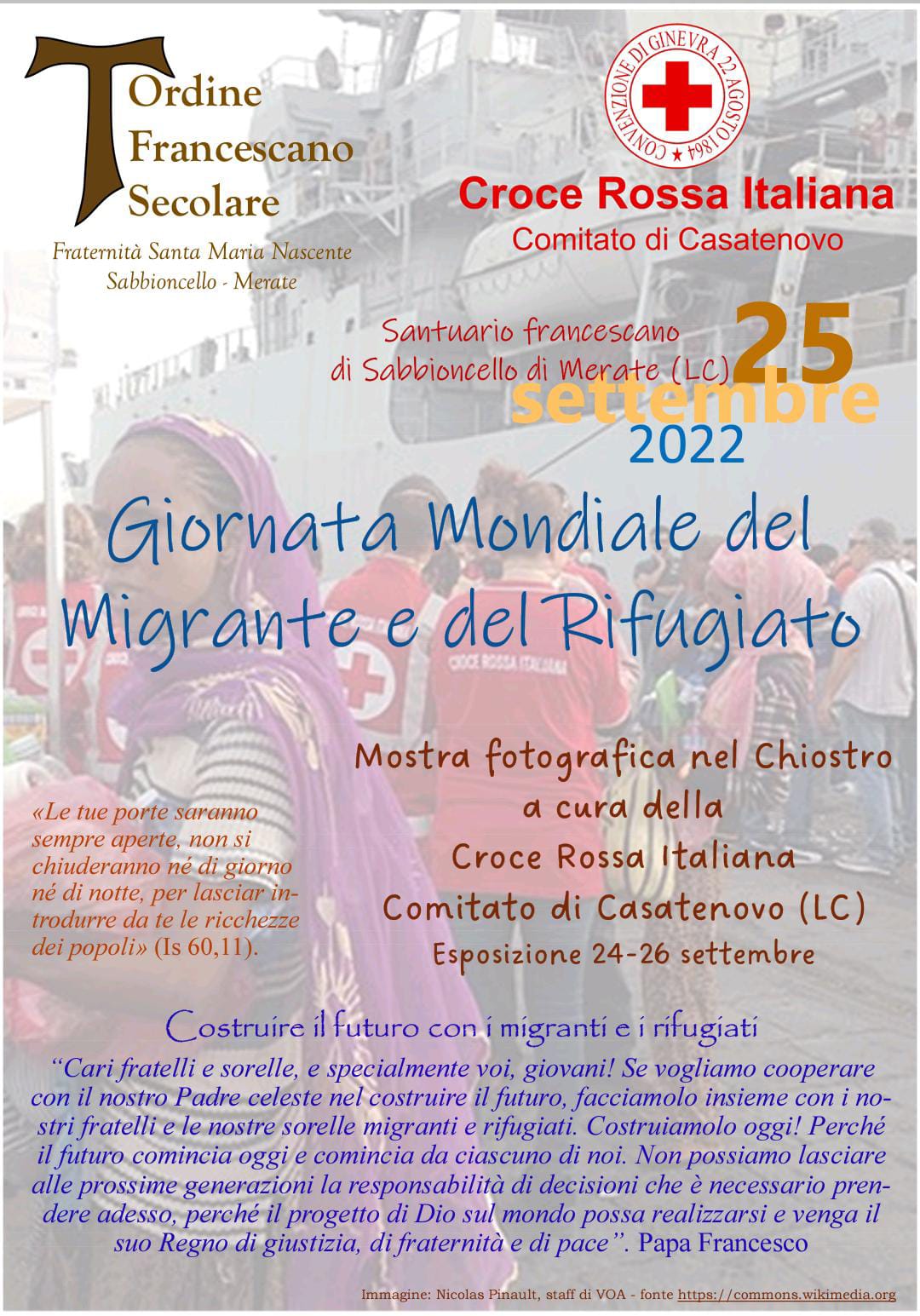 108^ Giornata Mondiale Del Migrante E Del Rifugiato 2022 – Mostra Fotografica A Cura Della Croce Rossa Italiana Comitato Di Casatenovo