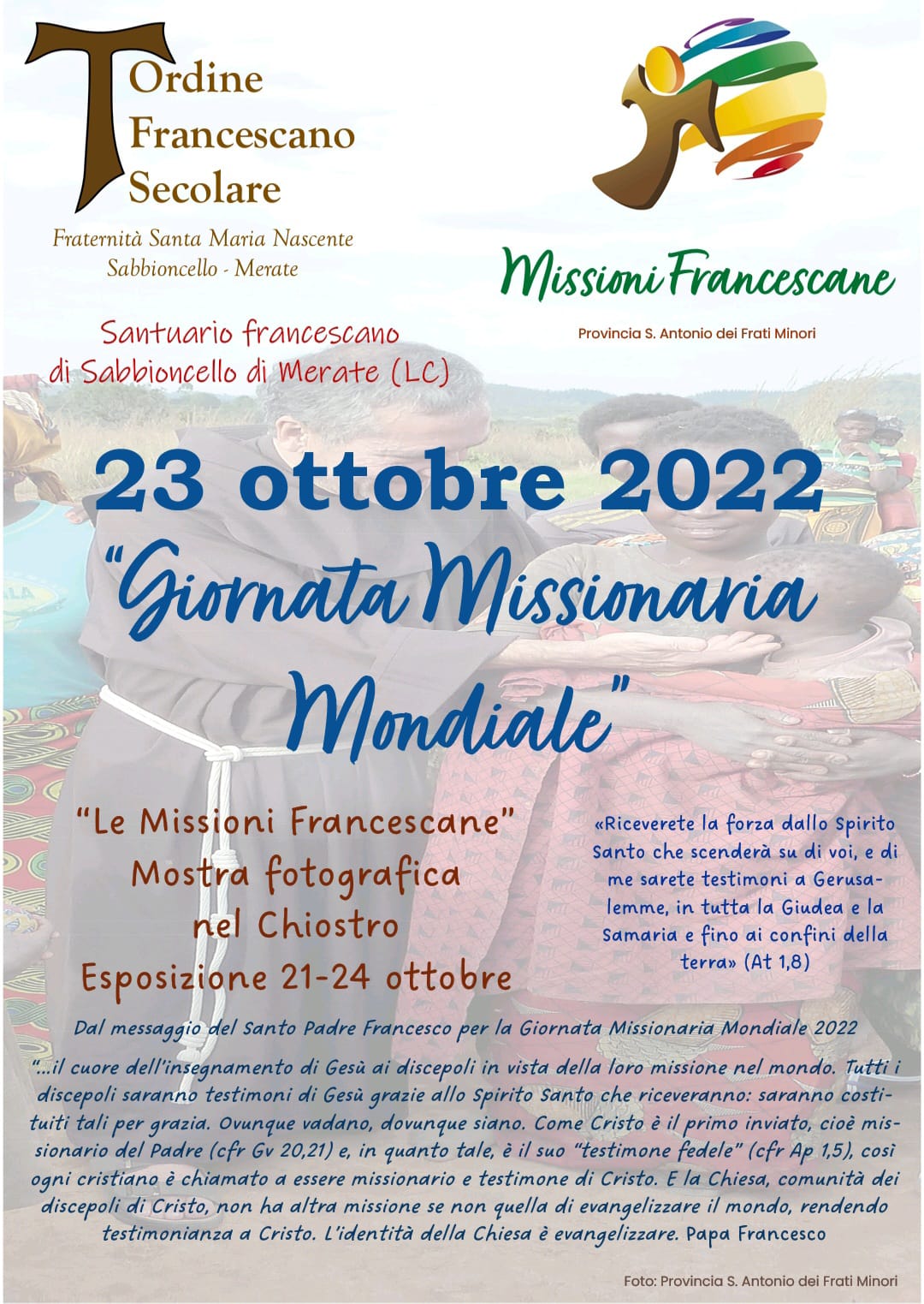 Giornata Missionaria Mondiale 23 Ottobre 2022.