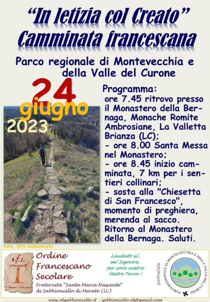 “In Letizia Col Creato” Camminata Francescana – 24 Giugno 2023 – Parco Regionale Di Montevecchia E Della Valle Del Curone