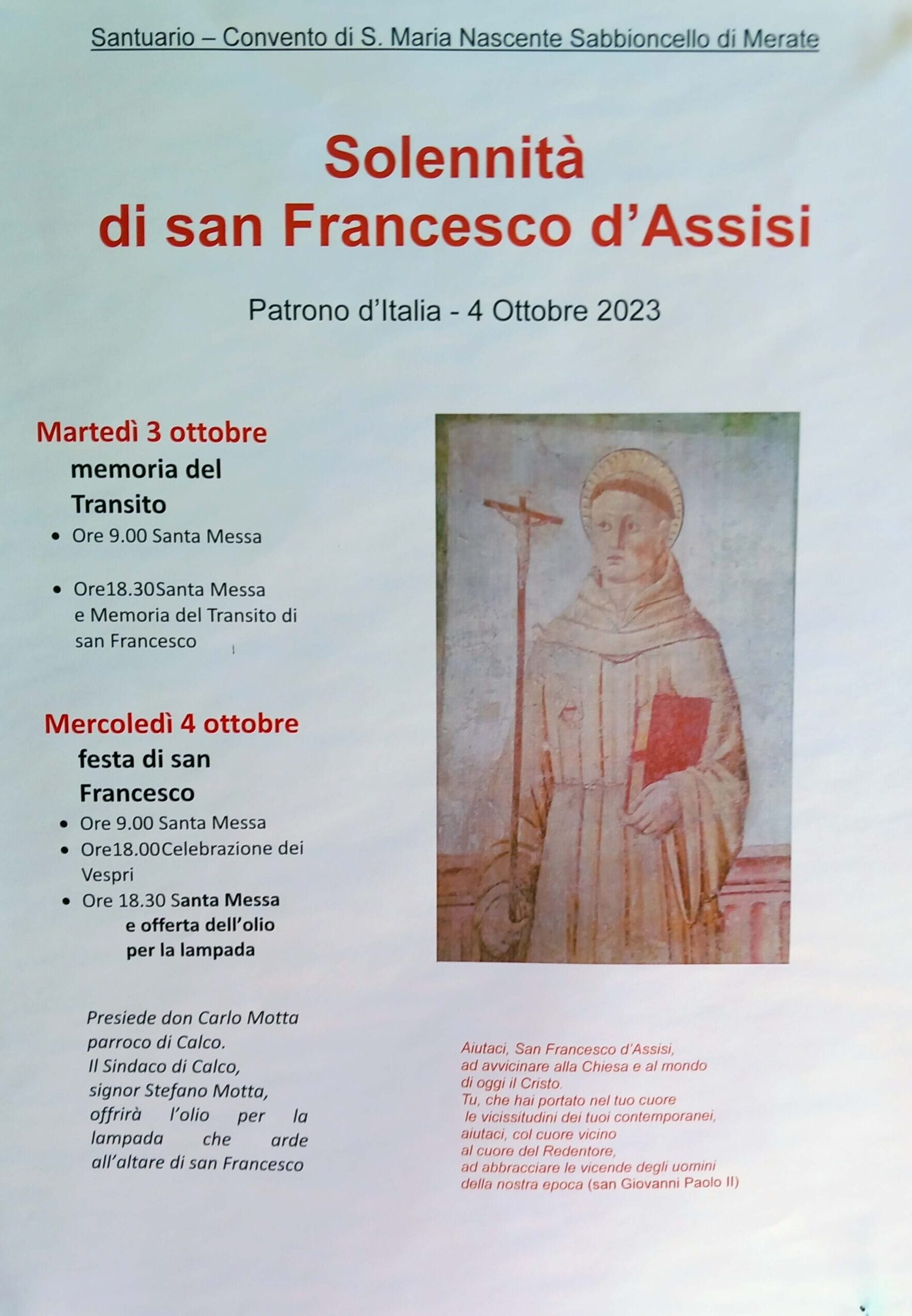 Solennità Di San Francesco – Santuario Francescano Di Sabbioncello