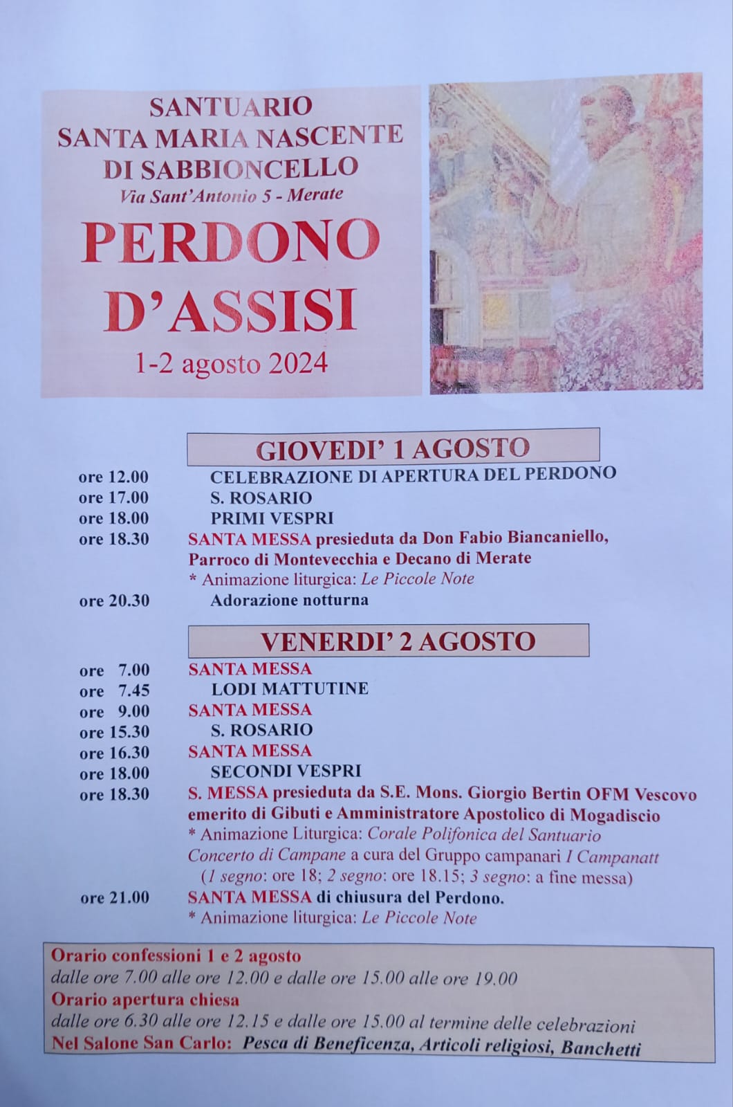 Festa Del Perdono Di Assisi 1-2 Agosto 2024